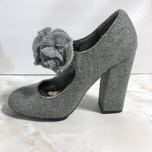 Gray Wool 50’s Mary Jane Style Rockabilly Pin Up High Heel Pumps Sz 7.5